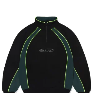 PULSE PANEL 1/4 ZIP BLACK / DARK GREEN / VOLT