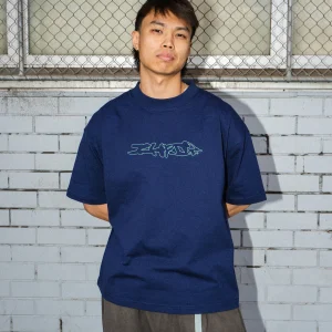 ICHPIG DISTORT TEE NAVY