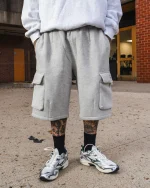 ICHPIG FLEECE CARGO SHORTS GREY MARLE