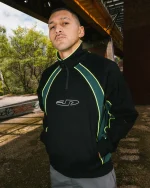 PULSE PANEL 1/4 ZIP BLACK / DARK GREEN / VOLT