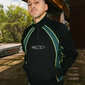 PULSE PANEL 1/4 ZIP BLACK / DARK GREEN / VOLT