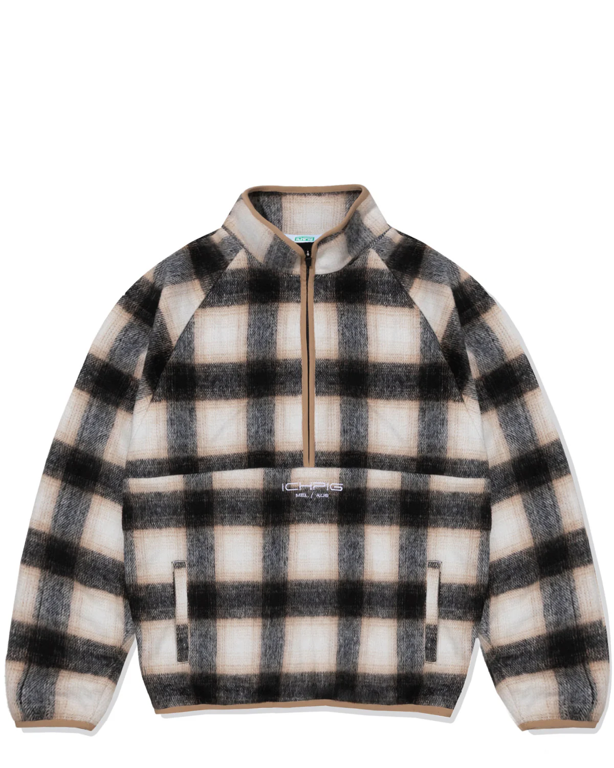 CHECKLINE 1/2 ZIP CREAM PLAID CHECKLINE 1/2 ZIP CREAM PLAID