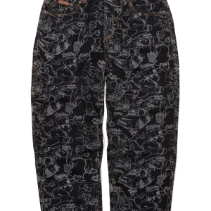 ICHPIG SKETCHY DENIM JEANS OVERDYE BLACK
