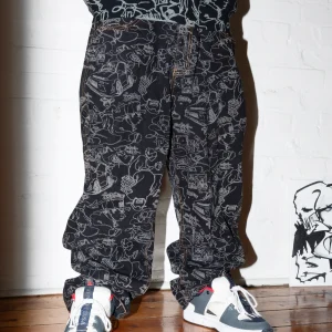 ICHPIG SKETCHY DENIM JEANS OVERDYE BLACK