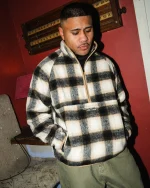 CHECKLINE 1/2 ZIP CREAM PLAID
