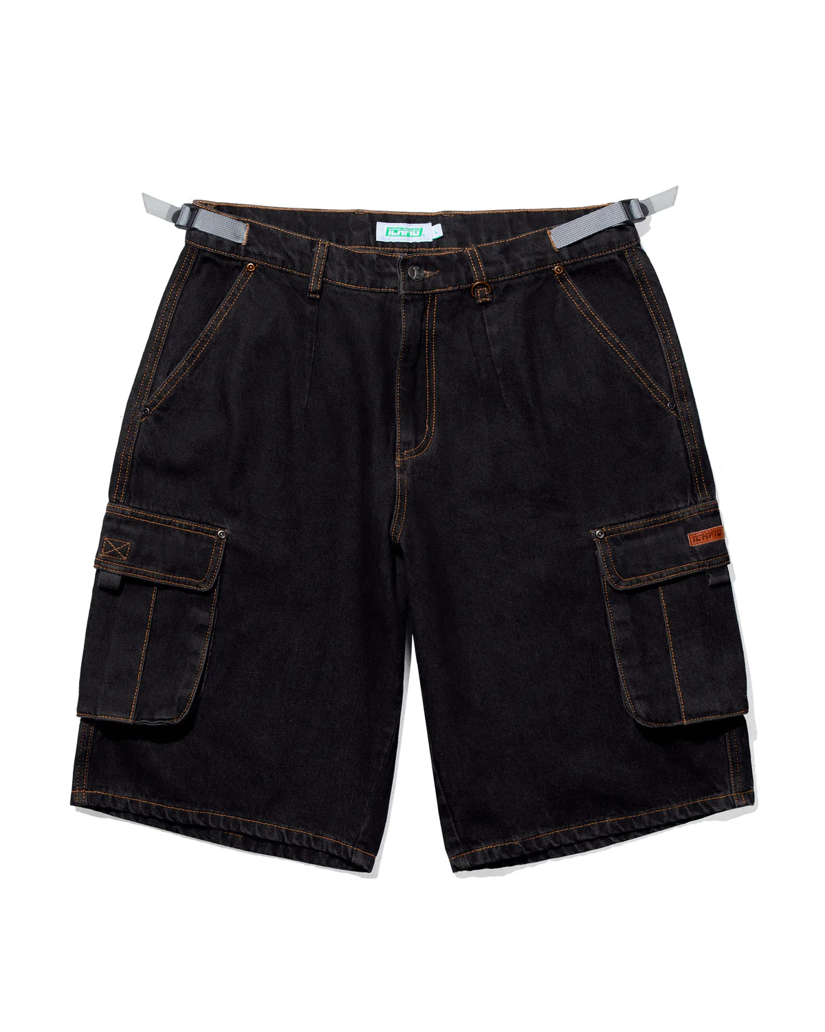ICHPIG DENIM CARGO SHORTS BLACK OVERDYE ICHPIG DENIM CARGO SHORTS BLACK OVERDYE